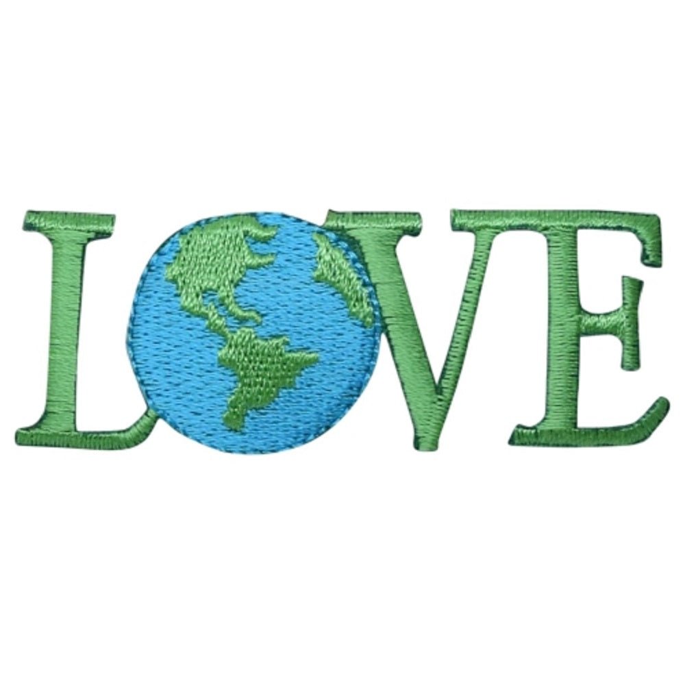 Love Embroidered Patch — Planet, Earth Day, Environmental Badge 2-5/8" — Iron On