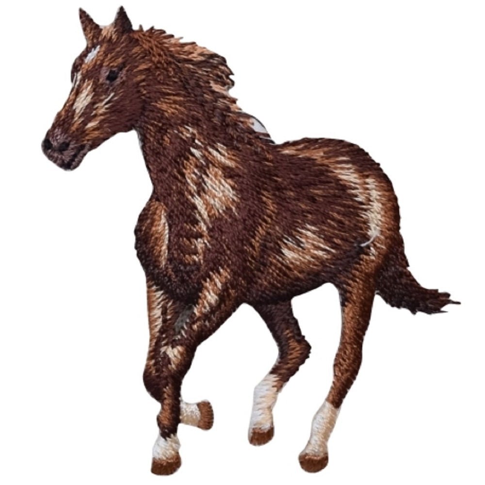 Horse Embroidered Patch — Facing Left, Galloping Animal, Cowboy Western Badge 2.75" — Iron On