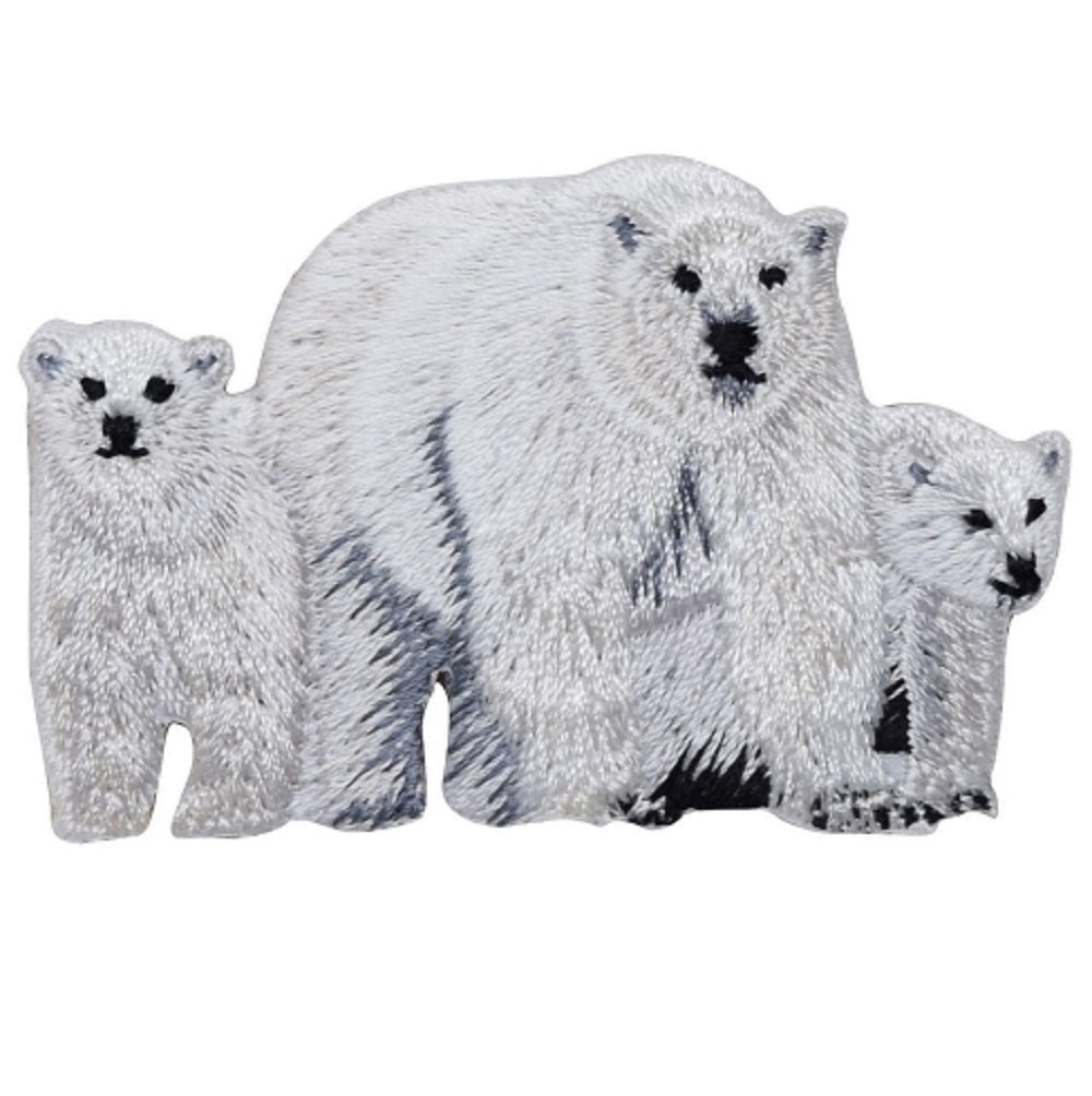 Polar Bear Family Embroidered Patch — Iron On 2.5"
