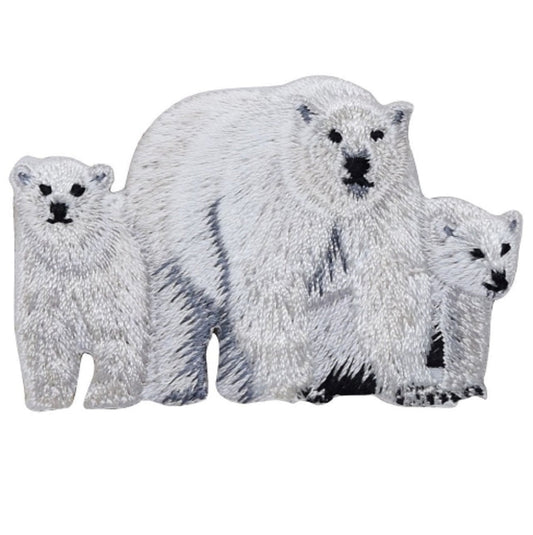 Polar Bear Family Embroidered Patch — Iron On 2.5"