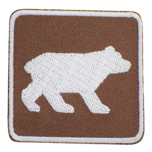 Bear Viewing Embroidered Patch — Iron On 2"