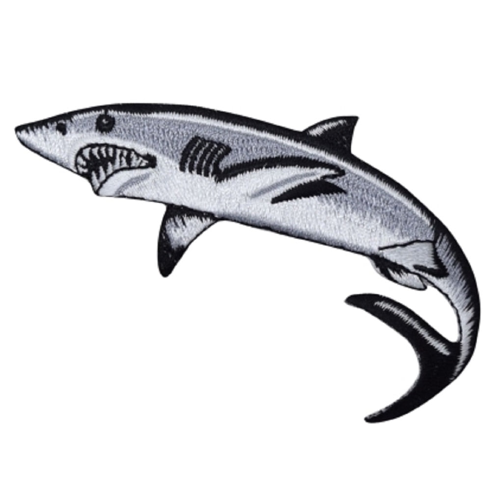 Shark Embroidered Patch — Iron On 3-3/8"