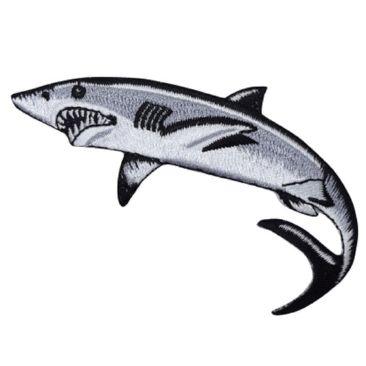 Shark Embroidered Patch — Iron On 3-3/8"