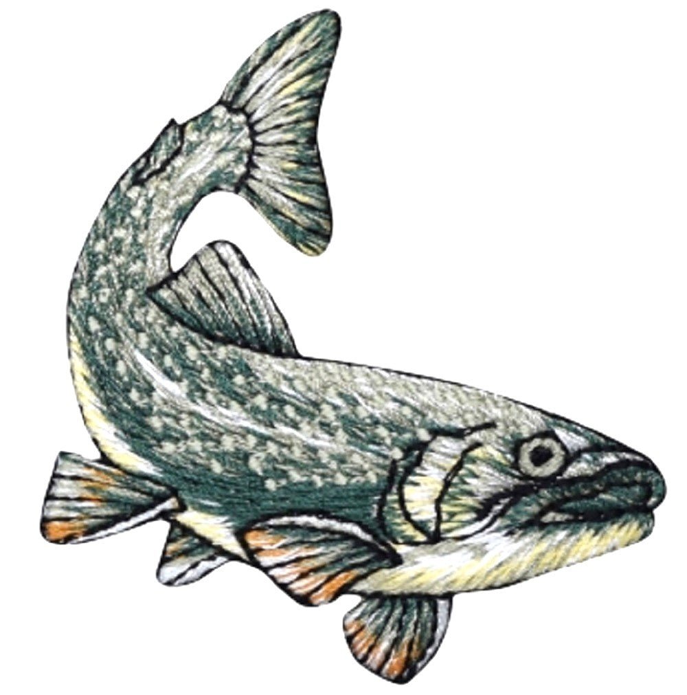 Fish Embroidered Patch — Trout, Freshwater Fishing, Fisherman 2-5/8" — Iron On