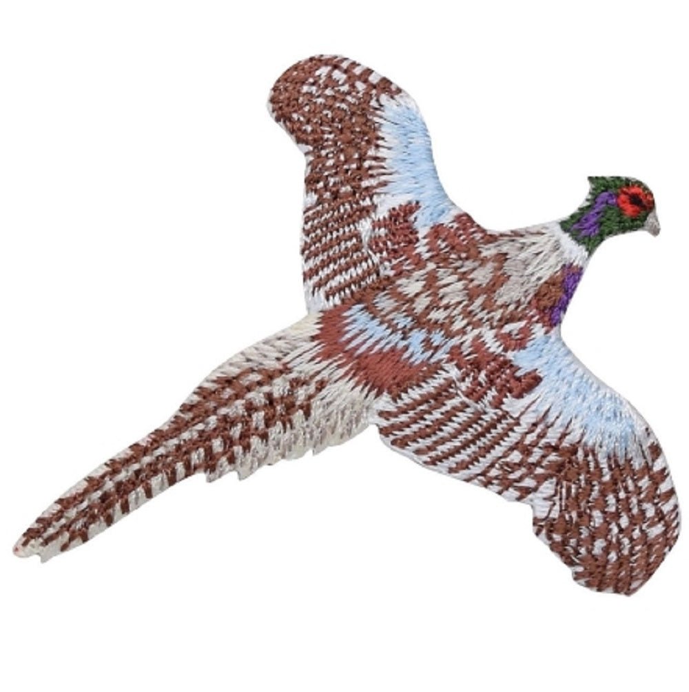 Ring-Necked Pheasant in Flight Embroidered Patch — Iron On 2-7/8"