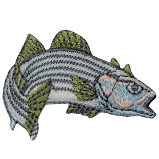 Striped Bass Embroidered Patch — Iron On 2"