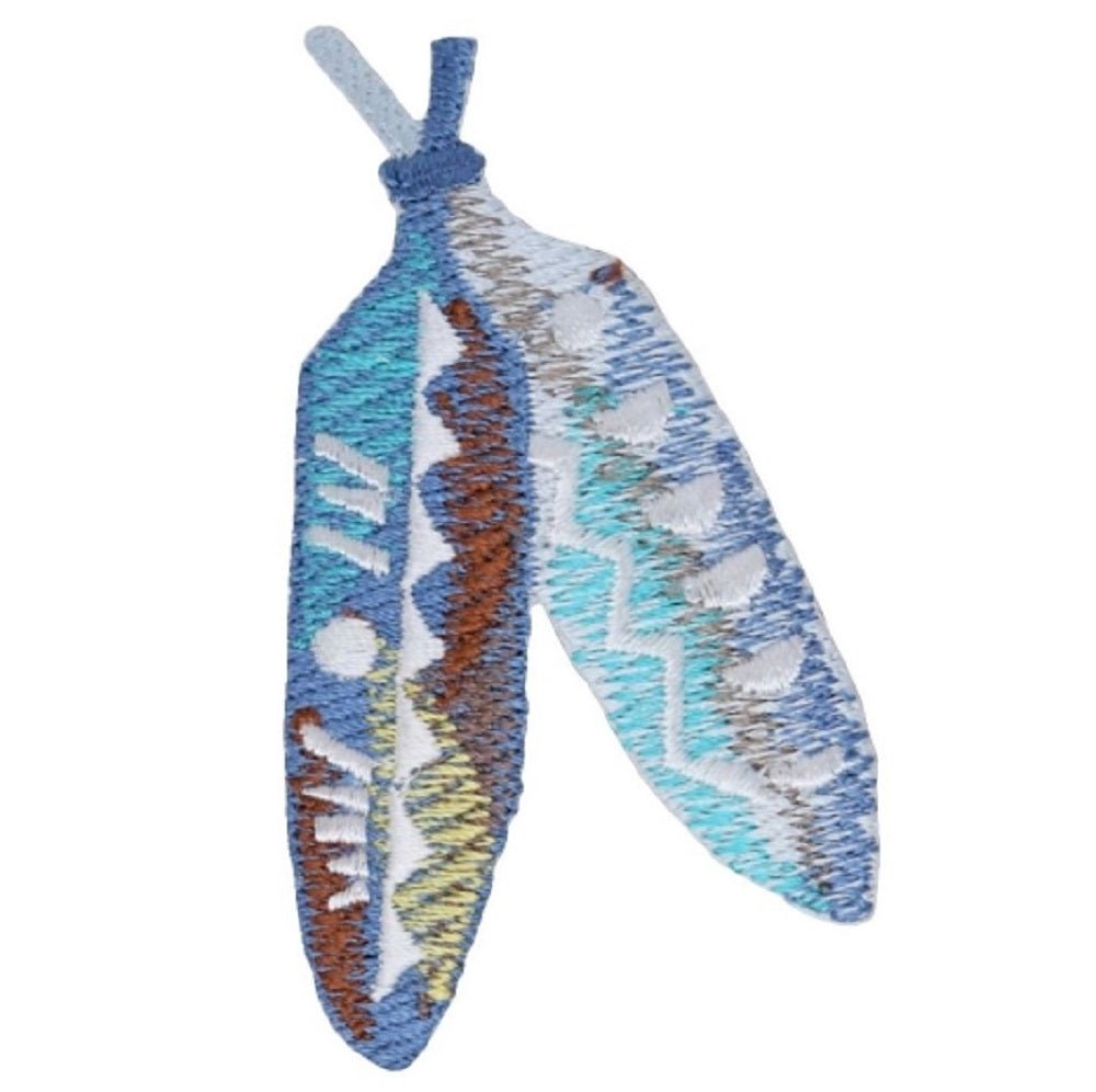 Feathers Embroidered Patch — Native American Feather Indian Southwest 2.75" — Iron On