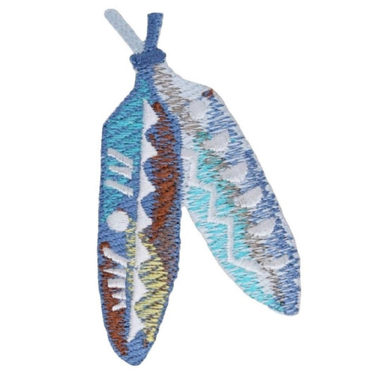 Feathers Embroidered Patch — Native American Feather Indian Southwest 2.75" — Iron On