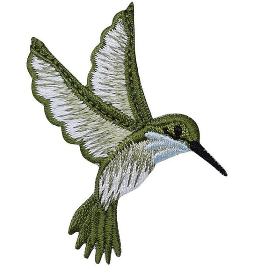 Blue & Green Hummingbird Embroidered Patch — Iron On 2-3/8"