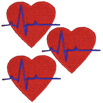 Electrocardiogram (EKG) Embroidered Patch — 3-Pack — Iron On 2"