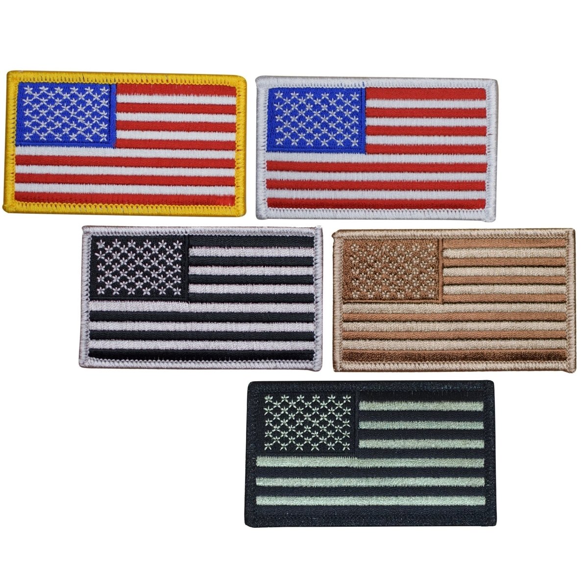 American Flag Embroidered Patch 3-3/8 — 5-Pack — Iron On 3-3/8"