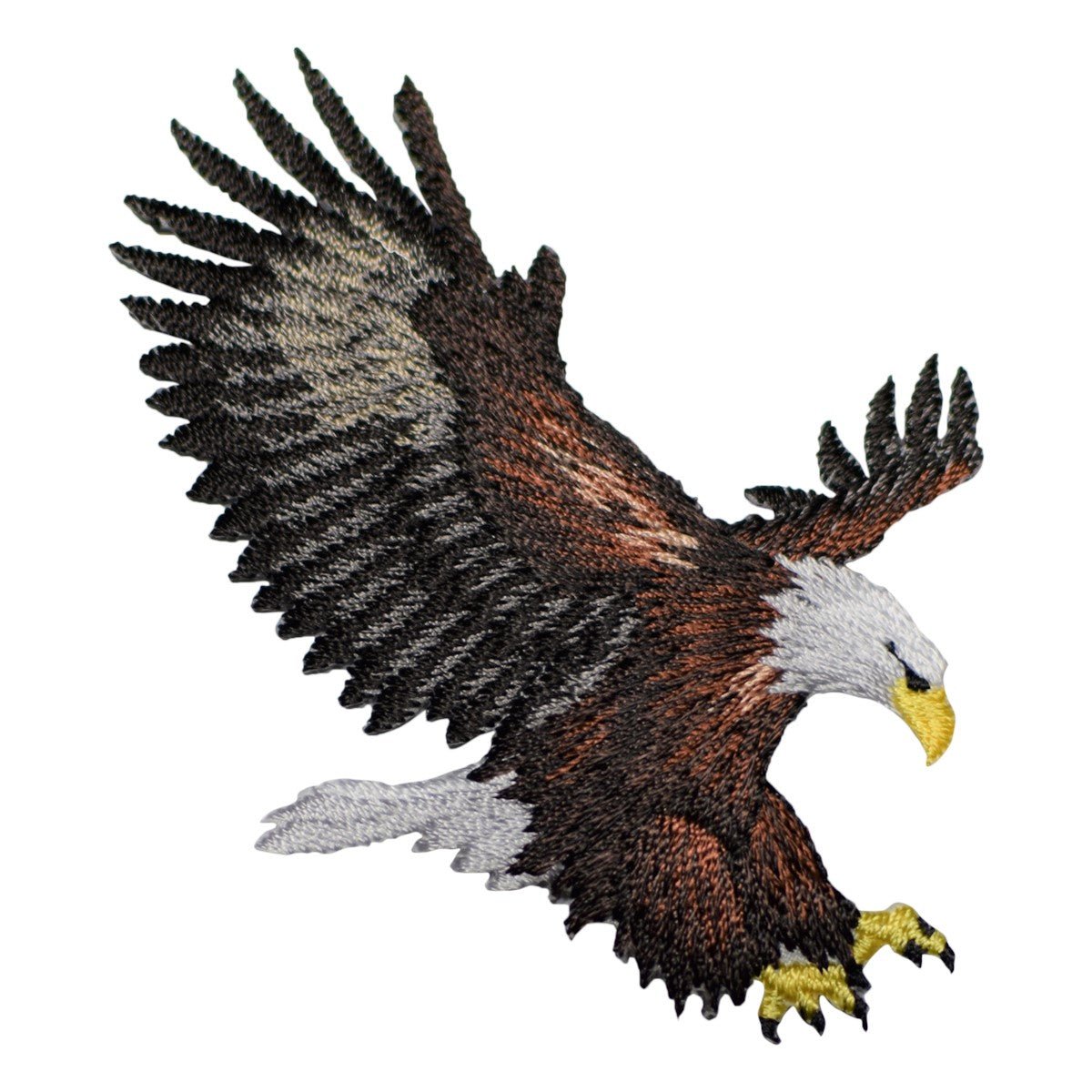 Eagle Embroidered Patch — Flying, Landing, American Bald Bird 3.25" — Iron On
