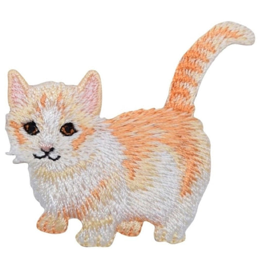 Kitty Cat Embroidered Patch — Kitten, Cream Orange Tabby 2-1/8" — Iron On