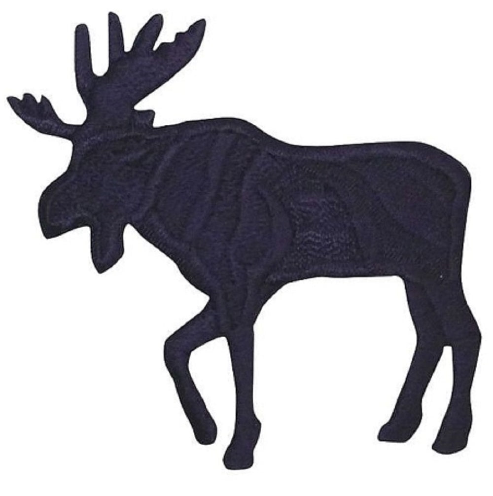 Moose Embroidered Patch — Black, Facing Left 2.25" — Iron On
