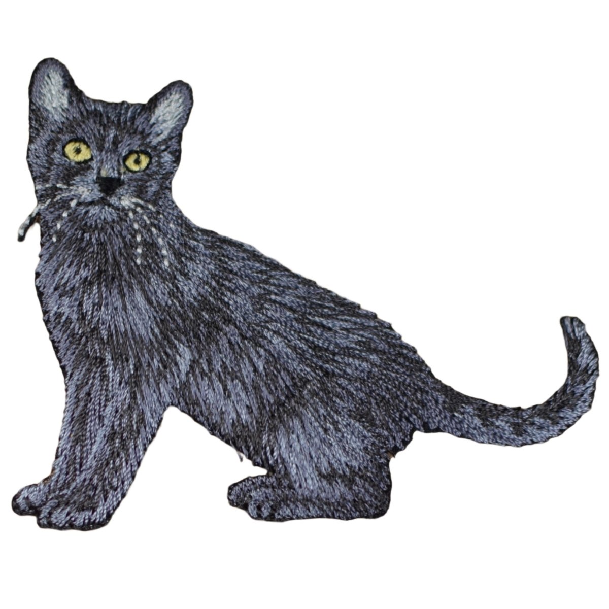 Charcoal & Black Cat Embroidered Patch — Iron On 3"