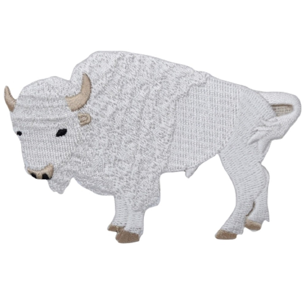White Buffalo Embroidered Patch — Iron On 4"