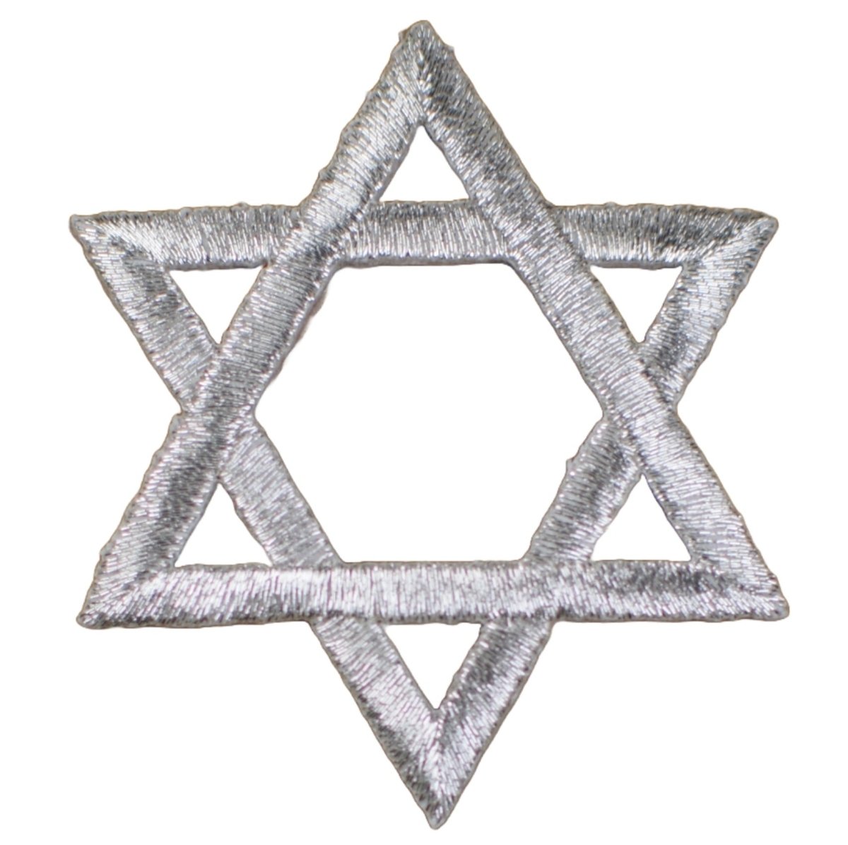 Silver Star of David Embroidered Patch — Iron On 2"