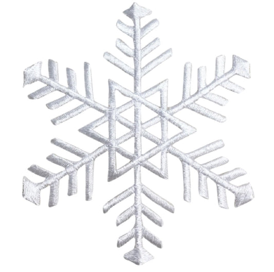 White Snowflake Embroidered Patch — Iron On 3.25"