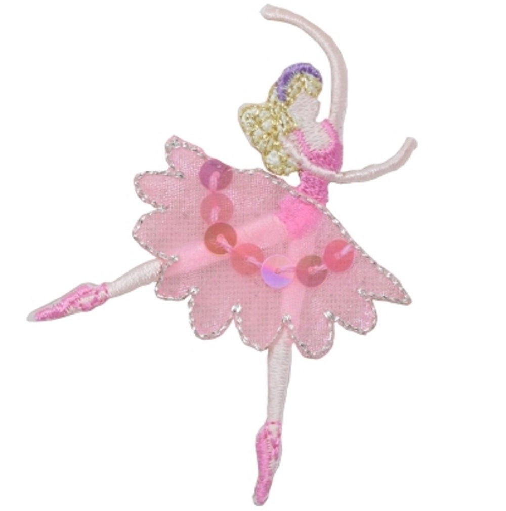 Ballerina Embroidered Patch — Ballet Dancer Badge, Sequins 3" — Iron On