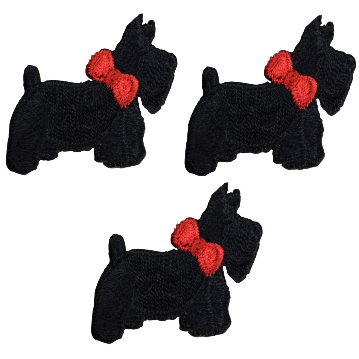 Mini Scottie Embroidered Patch — 3-Pack — Iron On 1.5"