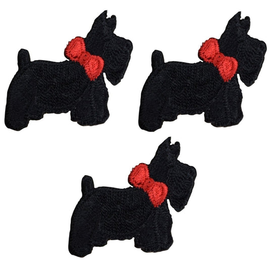 Mini Scottie Embroidered Patch — 3-Pack — Iron On 1.5"