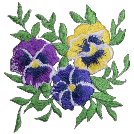 Pansy Embroidered Patch, 2.5" — Iron On