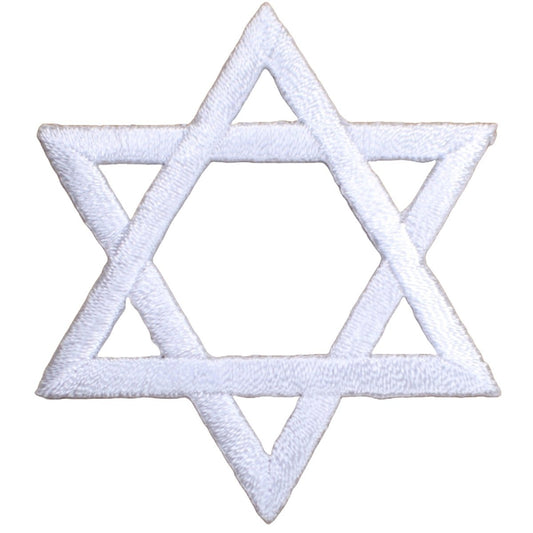 White Star of David Embroidered Patch — Iron On 2"