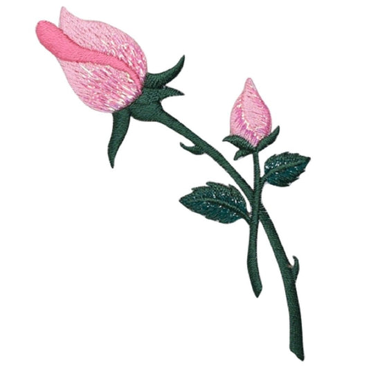 Pink Rose Embroidered Patch — Flower, Love Badge 4" — Iron On