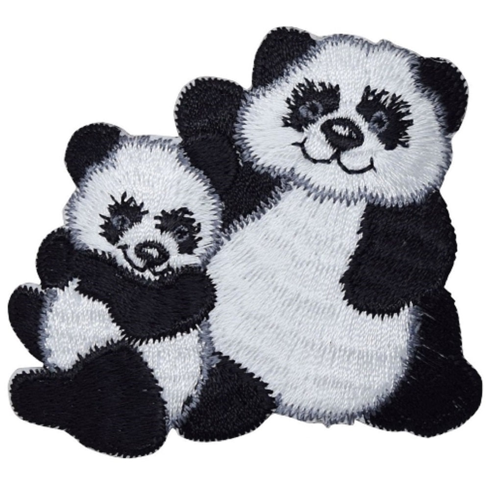 Panda & Cub Embroidered Patch — Iron On 2.75"