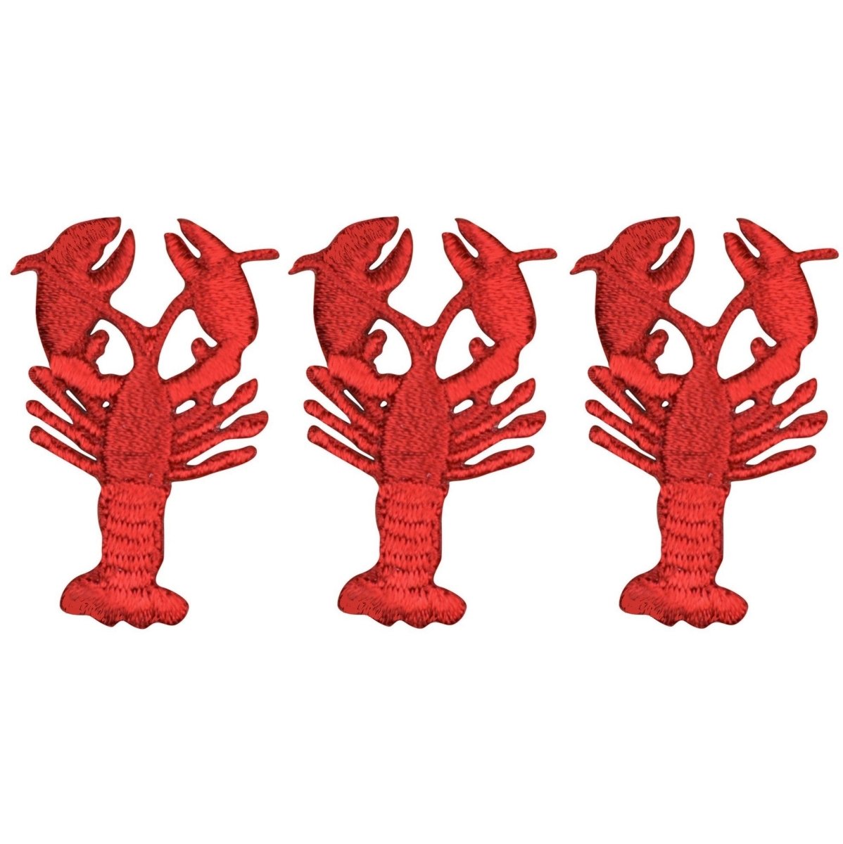 Red Lobster Embroidered Patch — 3-Pack — Crawfish, Seafood Chef Badge 1.5" — Iron On
