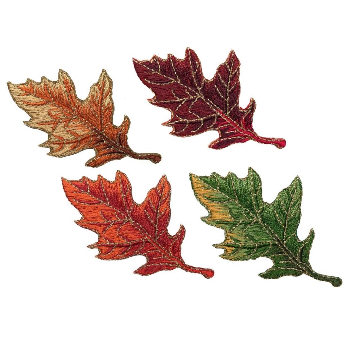 Oak Leaf Embroidered Patch — 4-Pack — Iron On 2-7/8"