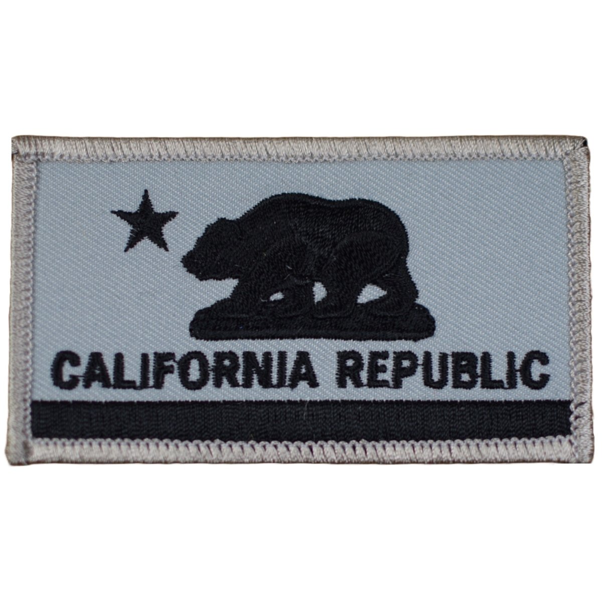 California State Embroidered Patch — republic bear gray black — Iron On 3.25"