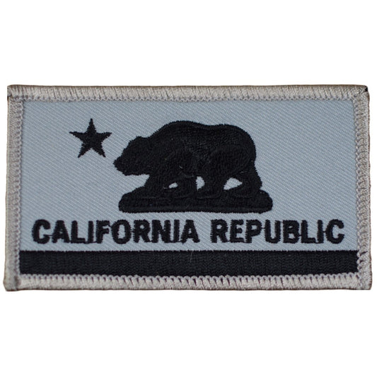 California State Embroidered Patch — republic bear gray black — Iron On 3.25"