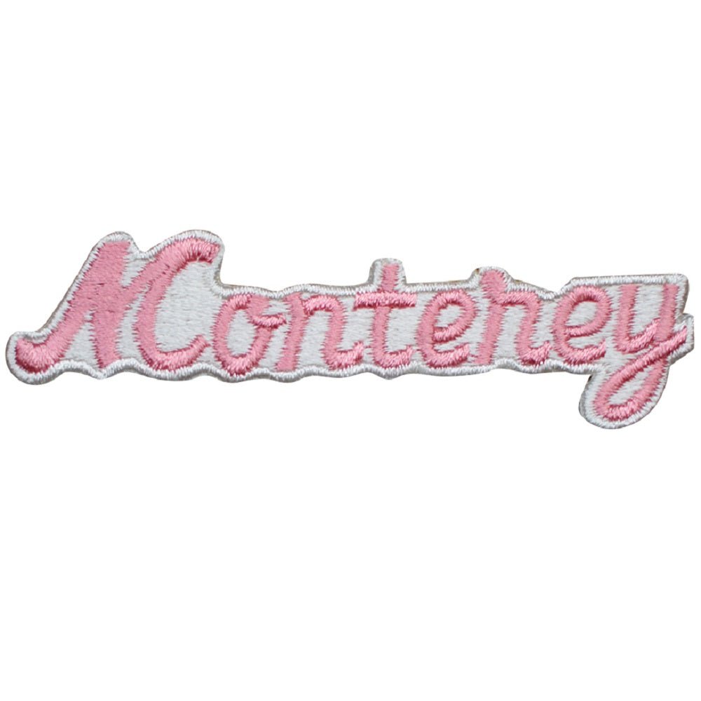 Vintage Monterey Embroidered Patch - Pink/White (Iron On) 4.5"