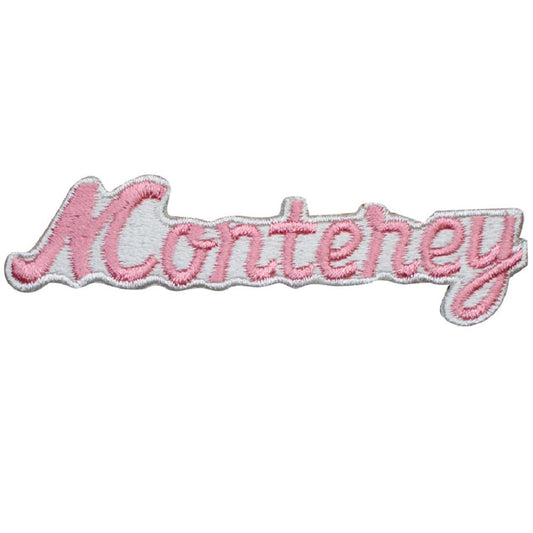 Vintage Monterey Embroidered Patch - Pink/White (Iron On) 4.5"