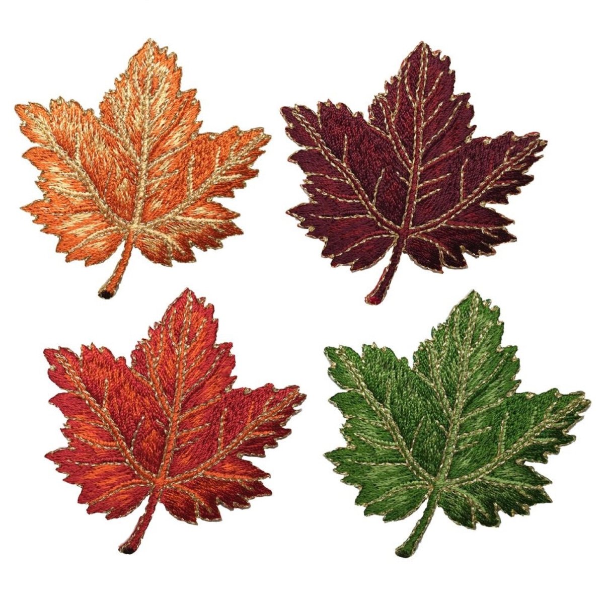 Maple Leaf Embroidered Patch — 4-Pack — Iron On 2-3/8"