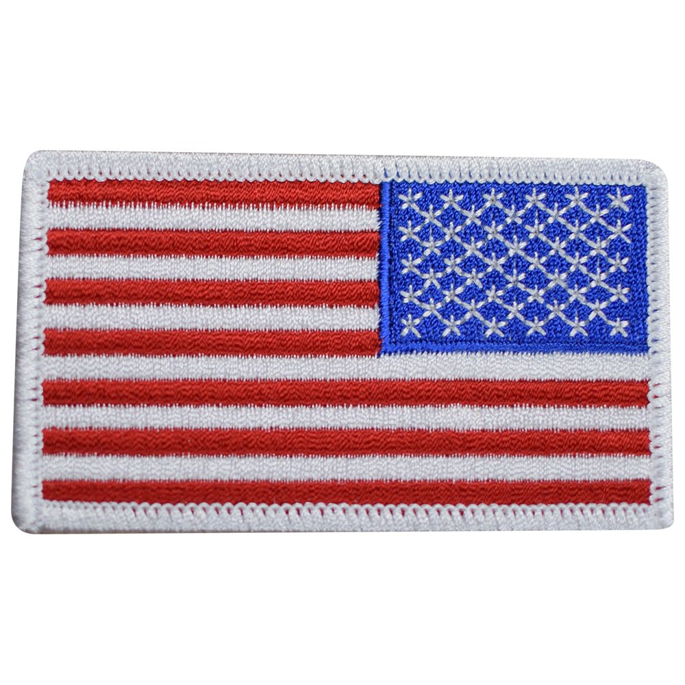 Reverse American Flag Embroidered Patch — Iron On 3-3/8"