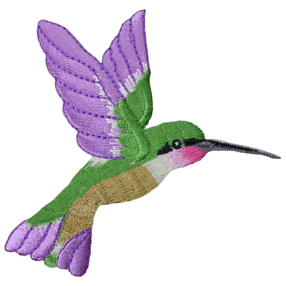 Large Hummingbird Embroidered Patch — Iron On 3.5"