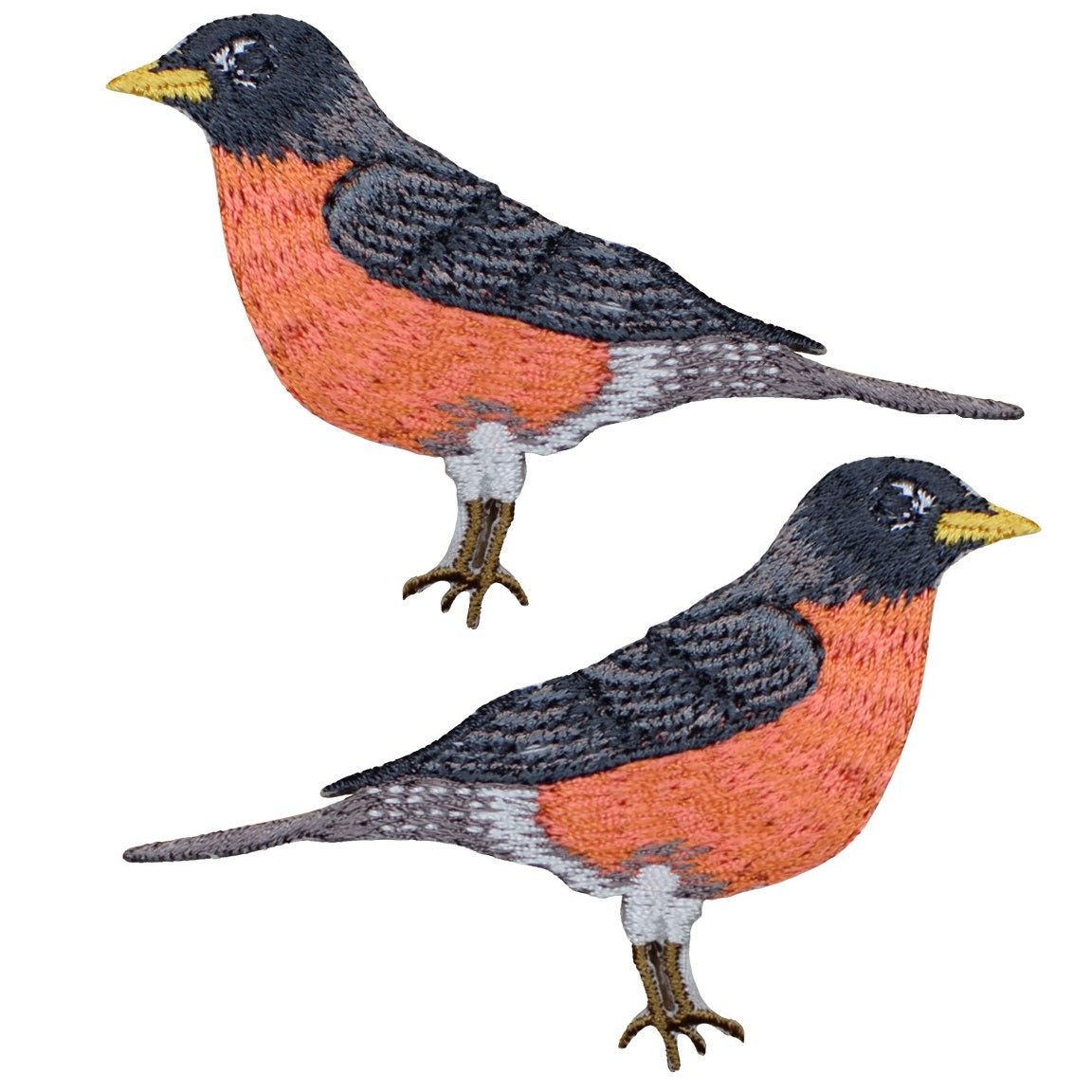 American Robin Birds Embroidered Patch — 2-Pack — Iron On 3"