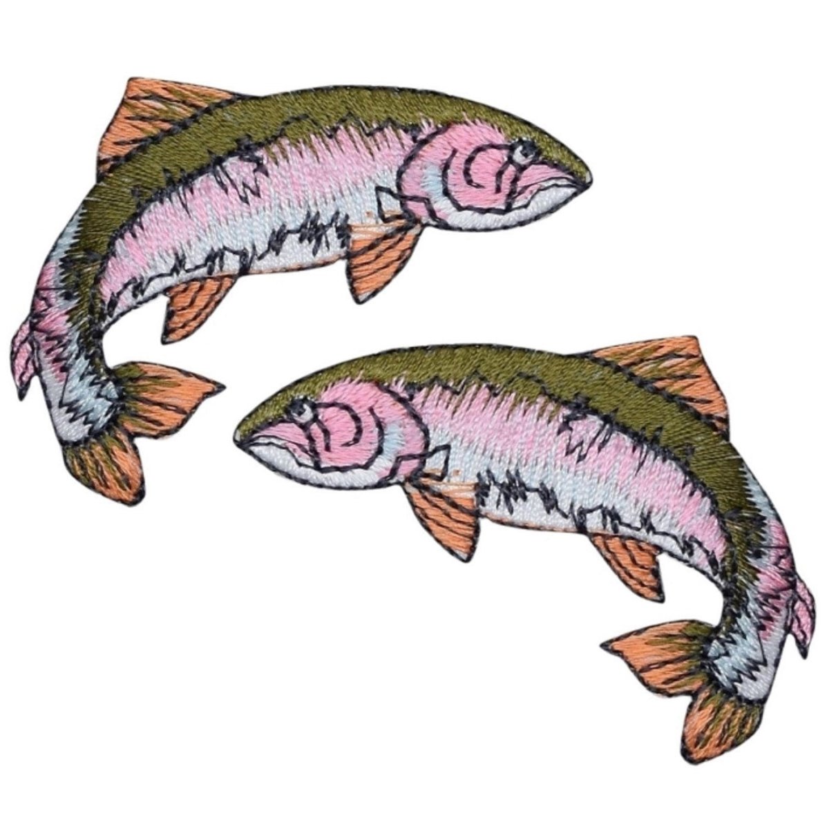 Rainbow Trout Embroidered Patch — 2-Pack — Iron On 2-1/8"