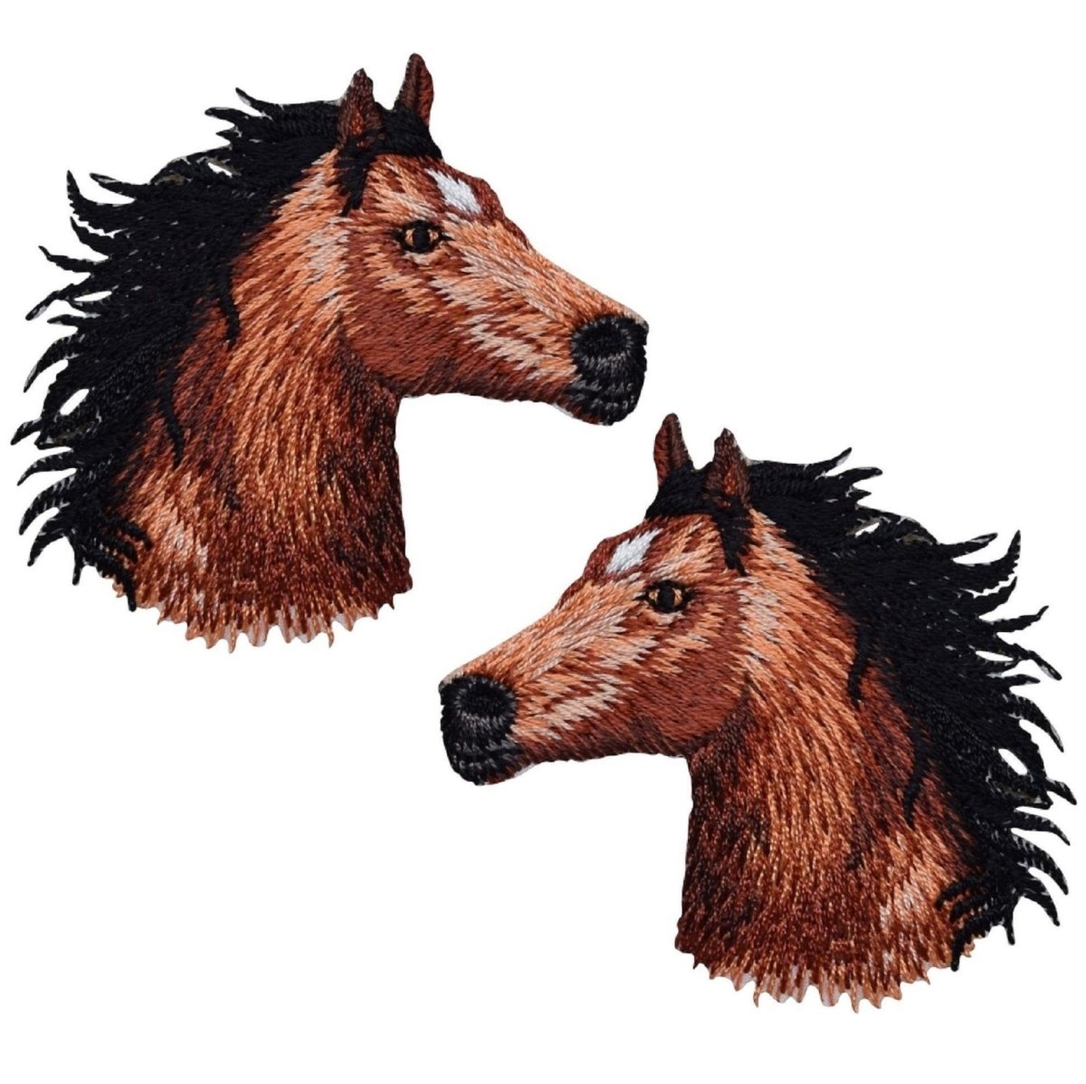 Horse Head Embroidered Patch — 2-Pack — Iron On 2.25"