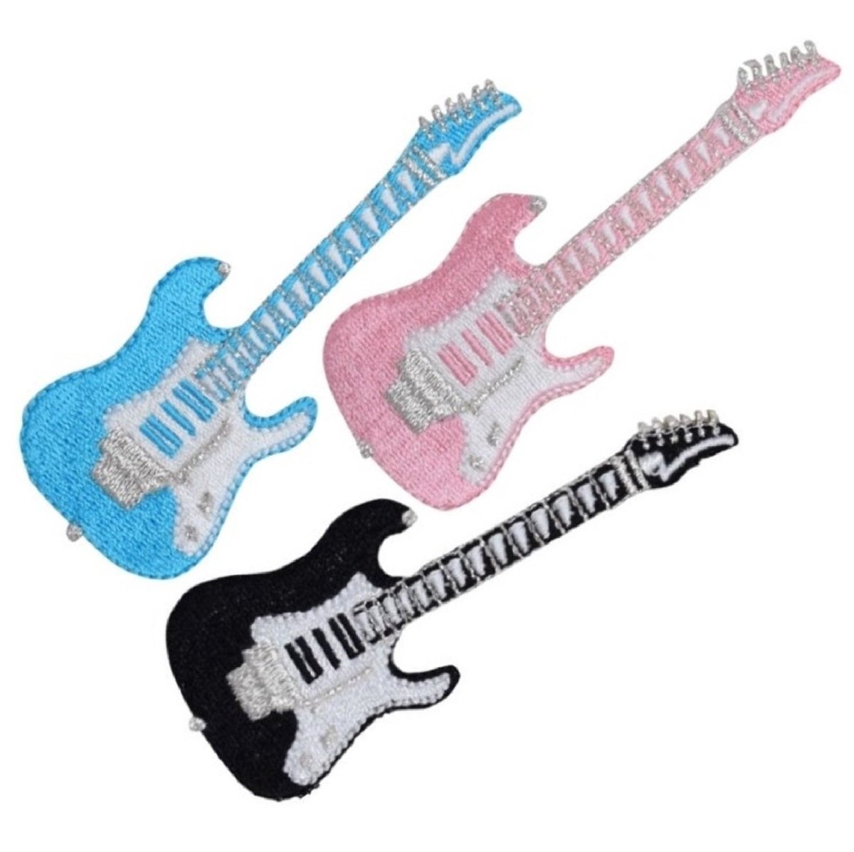 Electric Guitar Embroidered Patch — 3-Pack — Iron On 3.25"