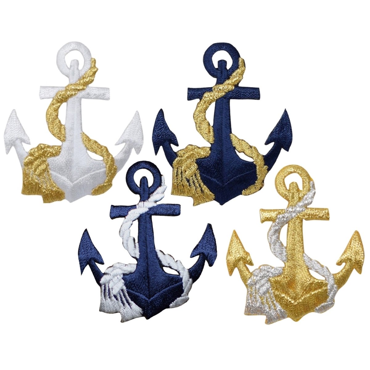 Anchor & Rope Embroidered Patch — 4-Pack — Iron On 2.5"