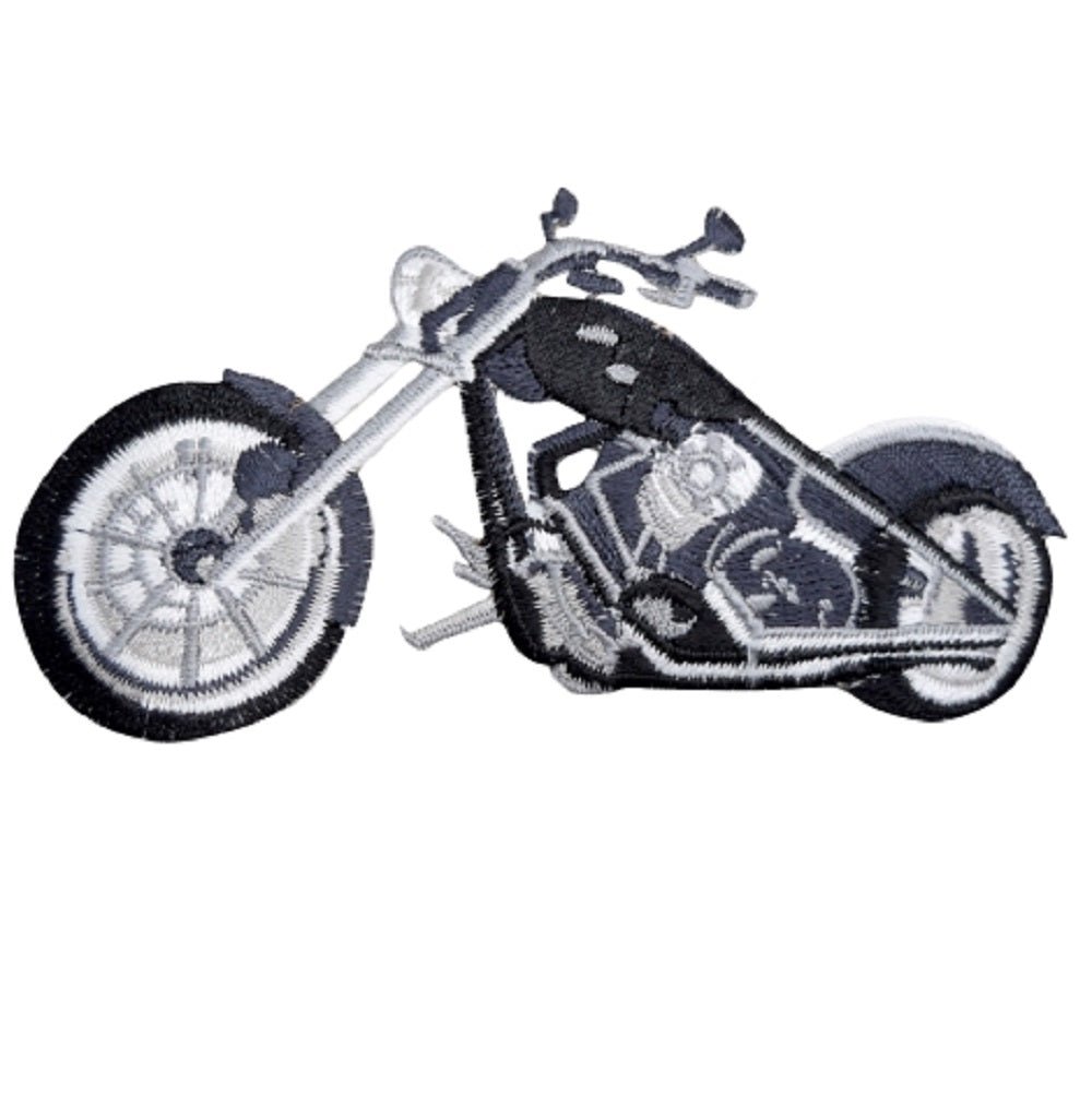Motorcycle, Black Embroidered Biker Patch — Iron On 4"