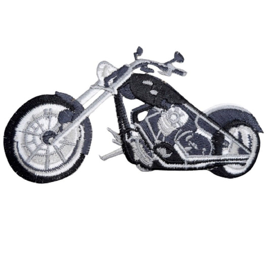 Motorcycle, Black Embroidered Biker Patch — Iron On 4"