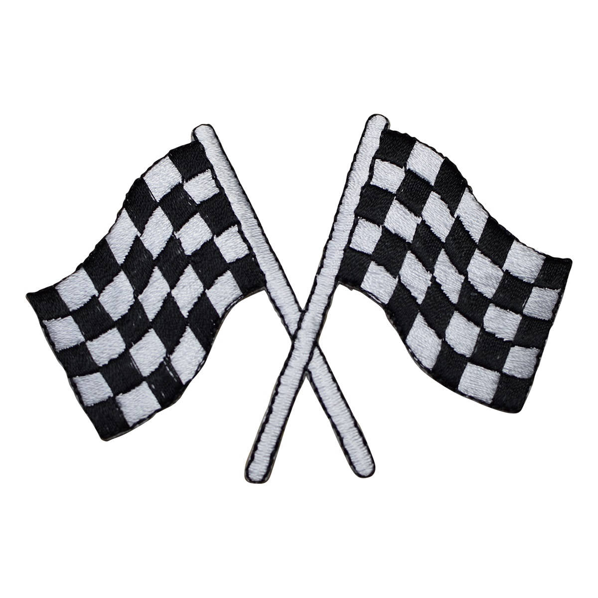 Checkered Flags Embroidered Patch — Iron On 3-1/8"