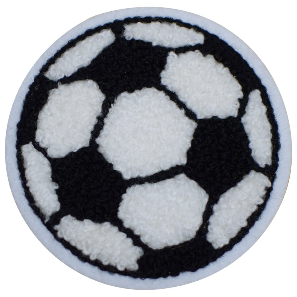 Chenille Soccer Ball Embroidered Patch — Iron On 2-5/8"