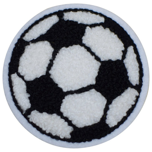 Chenille Soccer Ball Embroidered Patch — Iron On 2-5/8"