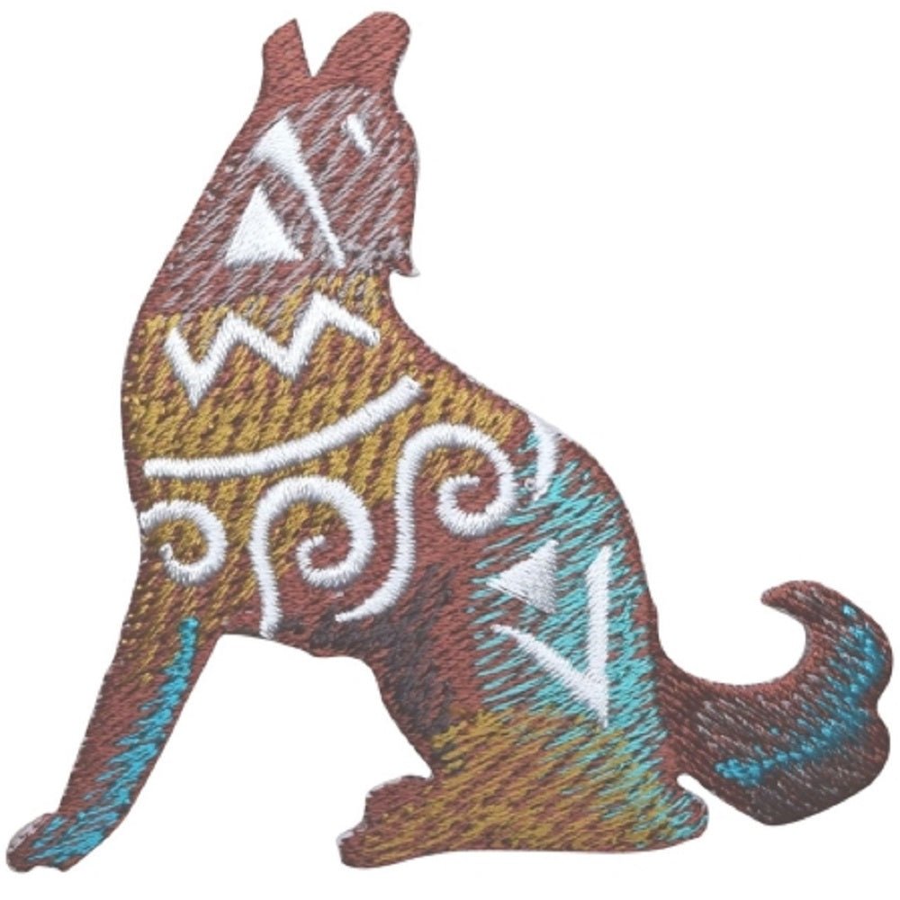 Southwest Wolf Embroidered Patch — Iron On 2.75"