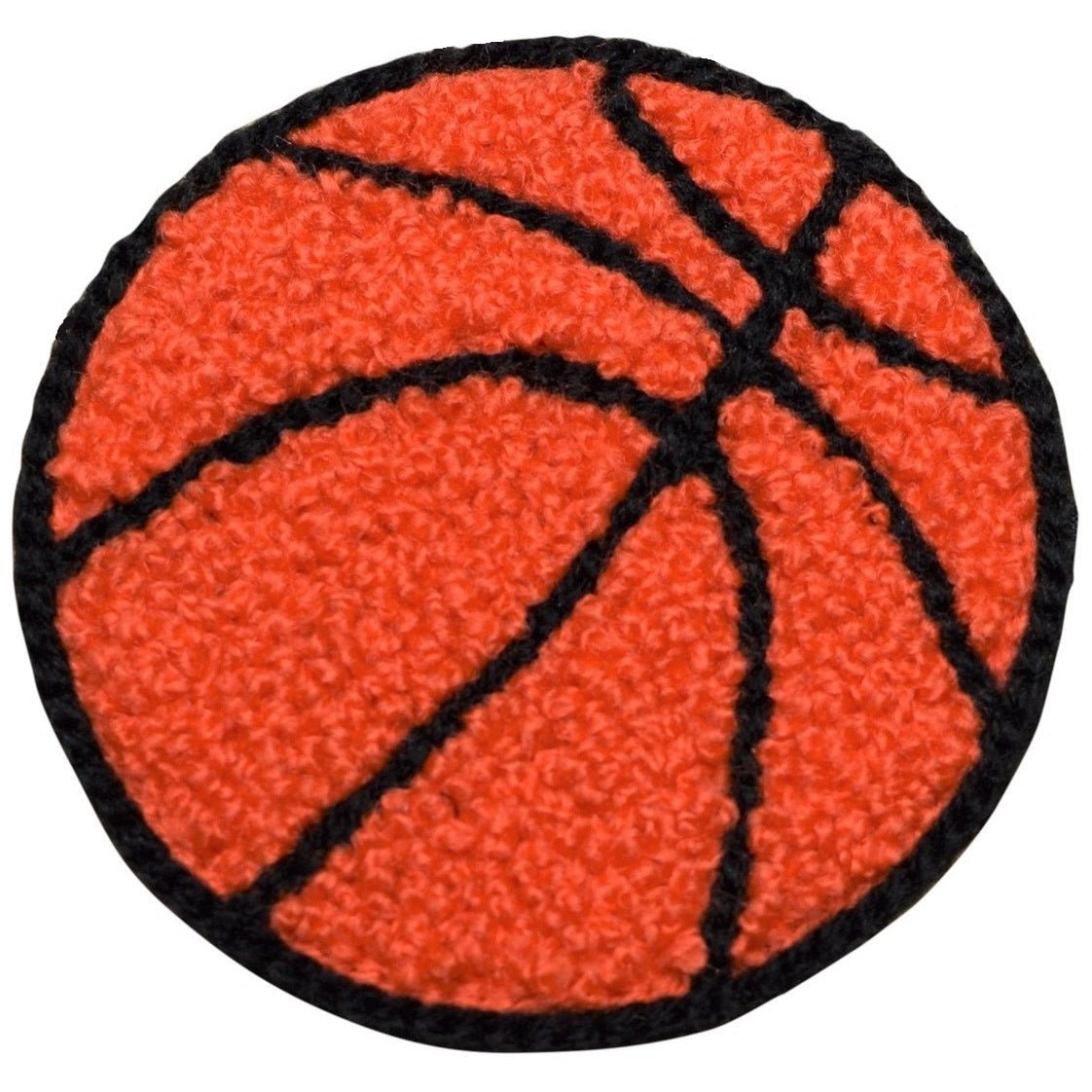Chenille Basketball Embroidered Patch — Iron On 2-3/8"